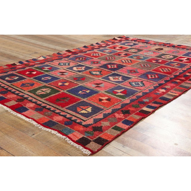 Textile Vintage Persian Lori Checkerboard Rug - 05'02 X 08'02 For Sale - Image 7 of 9