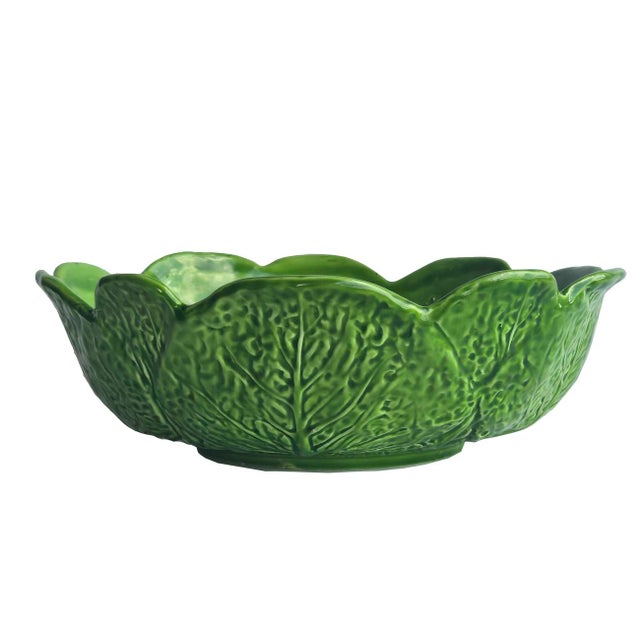 French Vintage Vallauris French Majolica Trompe l'Oeil Cabbage Bowl For Sale - Image 3 of 11