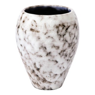 Mid-Century Modernist White and Earth Toned Ceramic Vase For Sale