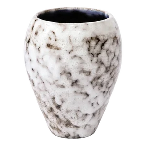 Mid-Century Modernist White and Earth Toned Ceramic Vase