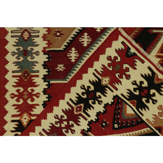 Textile Handwoven Vintage Mid-Century Kilim Rug in Red Geometric All Over Pattern For Sale - Image 7 of 7