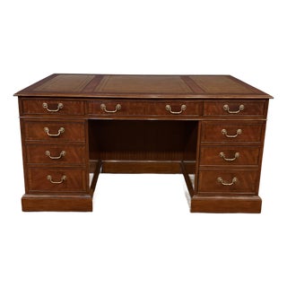 Traditional 60” Mahogany Executive Desk by Leighton Hall - Showroom Sample For Sale