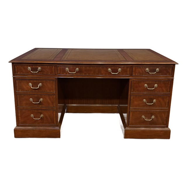 Traditional 60” Mahogany Executive Desk by Leighton Hall - Showroom Sample For Sale