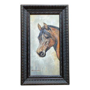 Framed Horse Painting on Canvas 18in X 30in