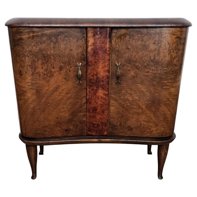 Italian Art Deco Walnut Burl and Mirror Mosaic Dry Bar Cabinet by Paolo Buffa, 1940s For Sale - Image 12 of 12