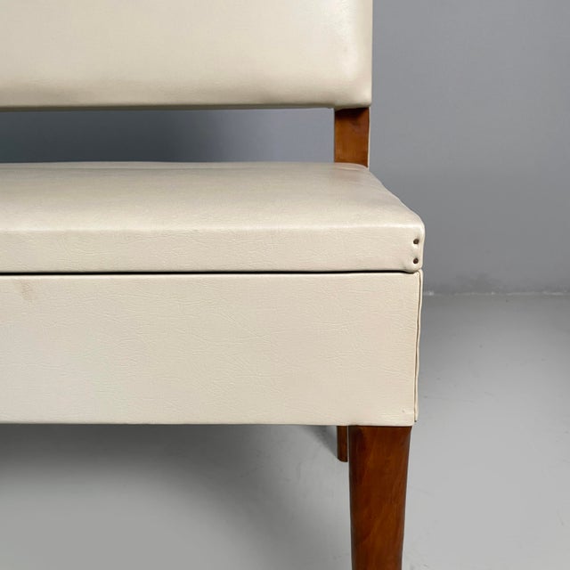 Art Deco Italian Bench in Wood and White Leather, 1940s For Sale - Image 15 of 18