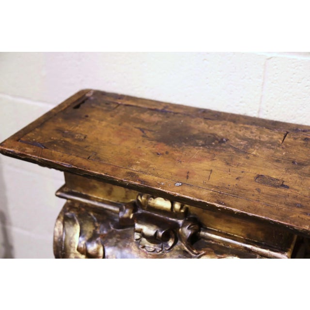 18th Century Italian Baroque Carved Giltwood Wall Bracket Console For Sale - Image 4 of 9