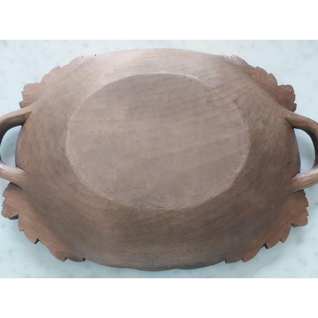 French Country Mid 20th Century Carved Walnut Tray With Grape Motif For Sale - Image 3 of 6