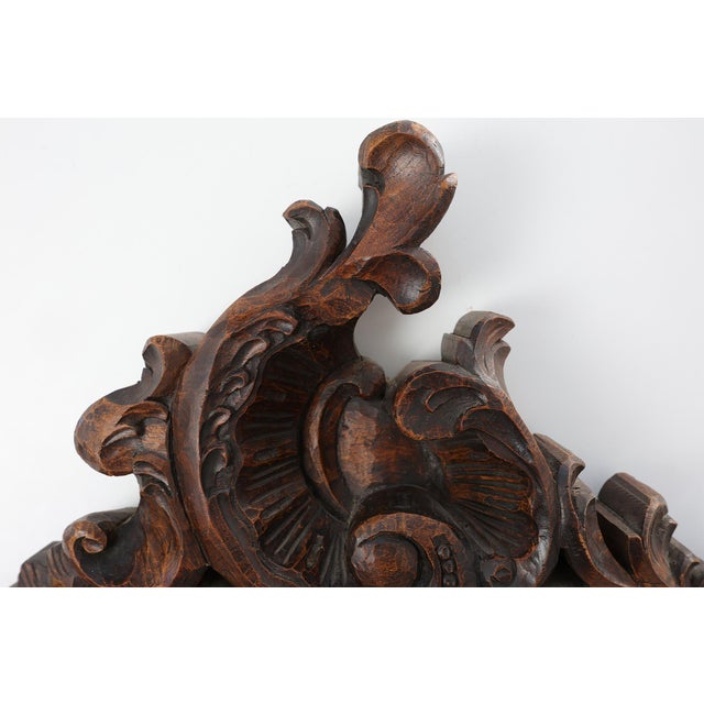 20th Century Rococo Carved Wooden Mirror with Cartouche-Shaped Glass, Italy, 1950s For Sale - Image 10 of 11