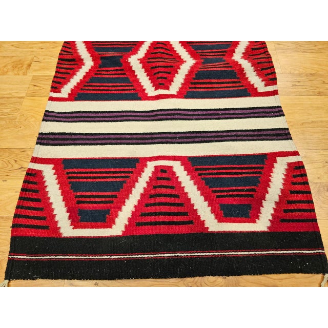 Vintage Native American Navajo Rug, Handwoven Wool, Chief’s Blanket Pattern, 3x5 For Sale In Chicago - Image 6 of 11