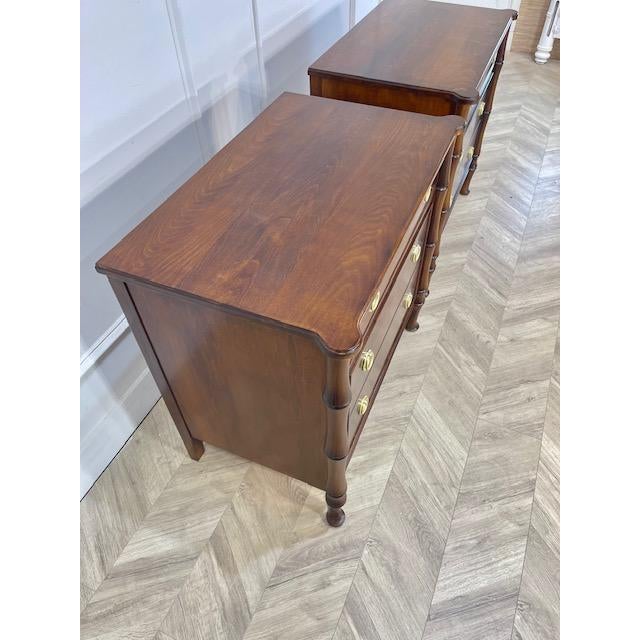 Ornamental & Decorative Materials Pair of Custom-Built Faux Bamboo Stained Large Nightstands For Sale - Image 7 of 10