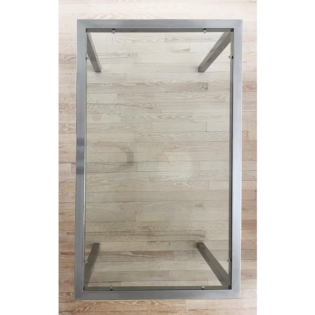 Milo Baughman Vintage Postmodern 1970s Milo Baughman Style Chrome and Glass Dining Table For Sale - Image 4 of 6