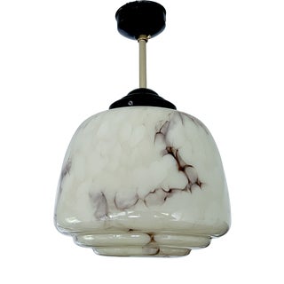 Art Deco Pendant Light in Marble Glass, 1930s For Sale