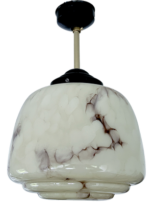 Art Deco Pendant Light in Marble Glass, 1930s