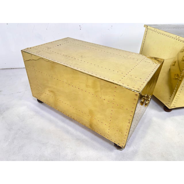 C. 1970s Sarreid Brass Clad Cocktail Table / Two-Drawer Chest For Sale In Boston - Image 6 of 7