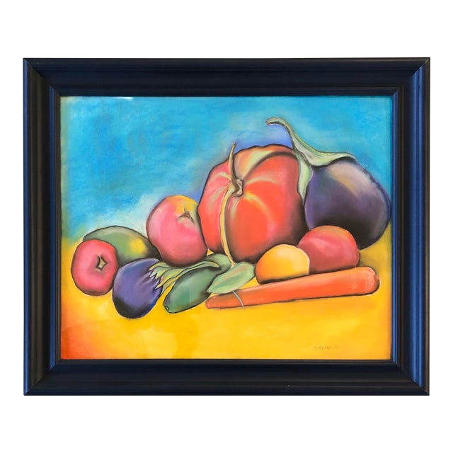 Wallpaper Vintage Original Still Life Pastel Drawing Vegetables Pop Art For Free