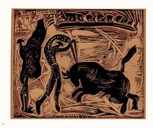 1962 Pablo Picasso Linocut Engraving "The Banderillas" (Large)