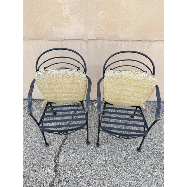 Contemporary Scrolling Wrought Iron Patio Loveseat & Arm Chair Set - 4 PCS For Sale - Image 14 of 18