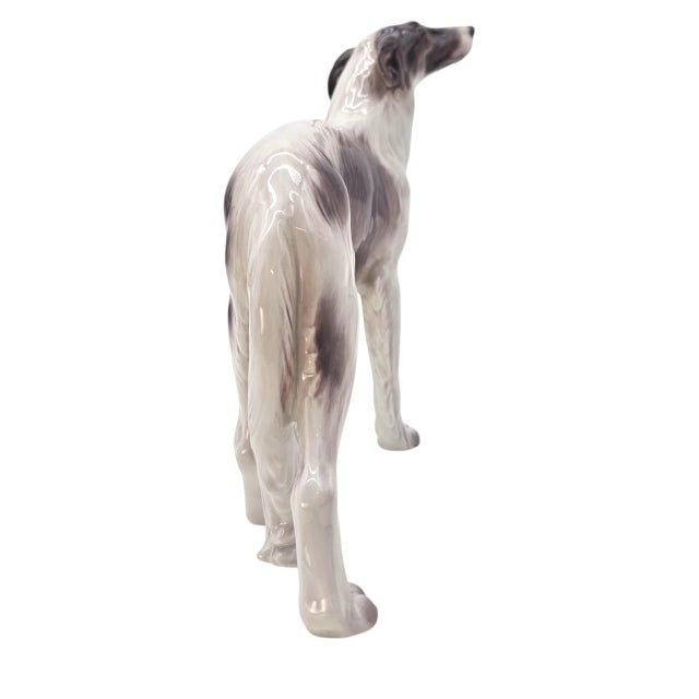 Mid 20th Century Mid-20th Century Dahl Jensen Danish Porcelain Borzoi Russian Wolfhound Dog Figurine Model 1137 9.5" For Sale - Image 5 of 9