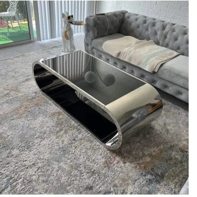 Modern Pia Glass & Silver Steel Coffee Table For Sale In Los Angeles - Image 6 of 6