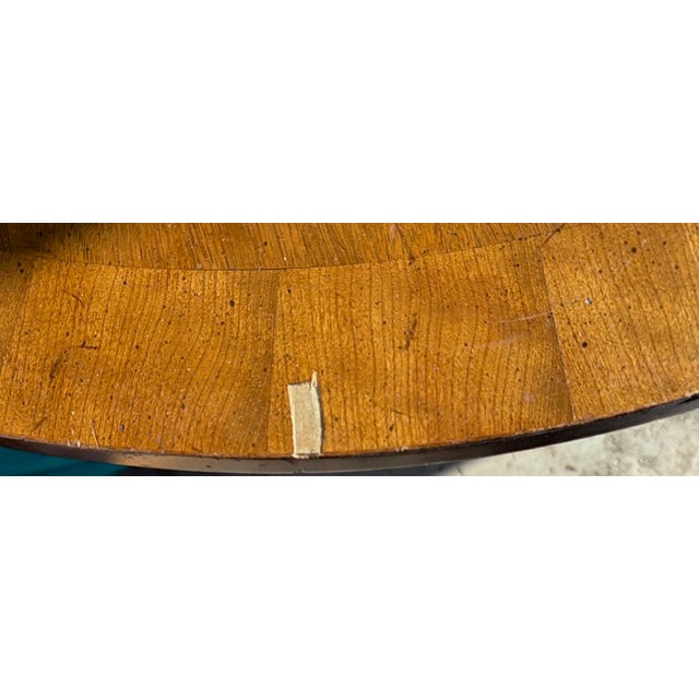 Mid Century John Stuart Pedestal Table With Two Leaves, Signed For Sale - Image 13 of 14