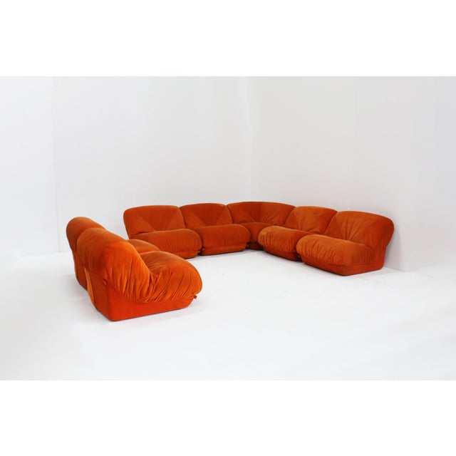 Patate Modular Sofa in Orange Corduroy from Airborne, 1970s, Set of 7 For Sale - Image 3 of 14