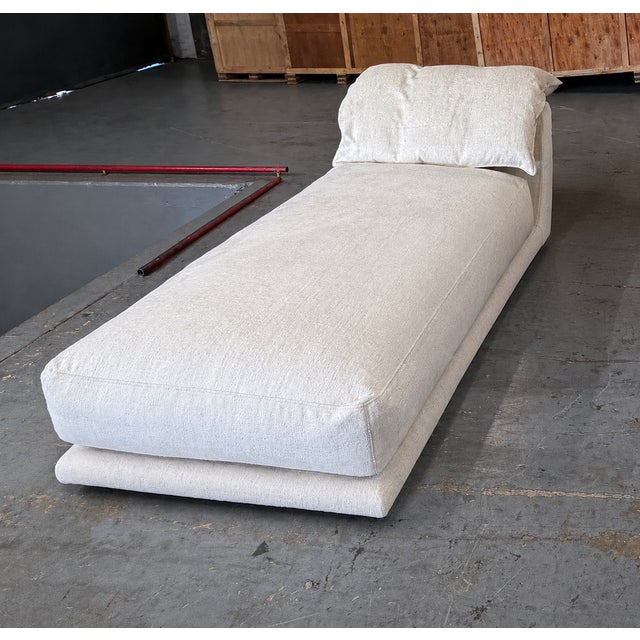 Montauk "Jill" Armless Chaise in Cream Off-White Velvet For Sale - Image 4 of 7