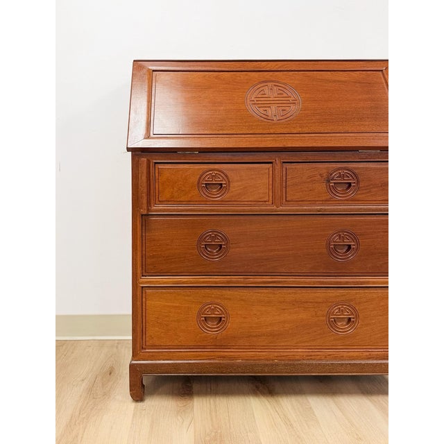 Mid 20th Century Mid 20th Century Rare Oriental Rosewood Secretary Writing Desk Fold Out Sheraton Hotel Provenance For Sale - Image 5 of 15