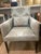 Gray Pair of Modern Damask Dessin Fournir Arm Chairs For Sale - Image 8 of 10