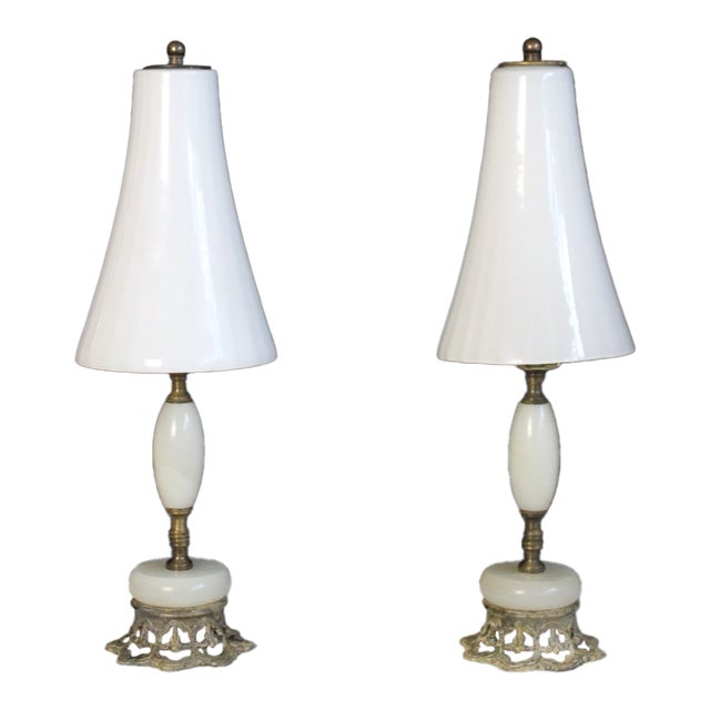 Petite Pair of Petite Maison Charles Style Boudoir Lamps For Sale