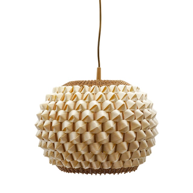 Mid-Century Modern Rattan Wicker Pendant Light, Italy, 1960s For Sale