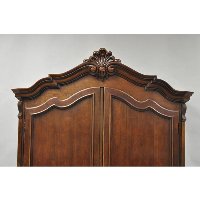 Traditional Late 20th Century Furniture Cardella Cherry Wood Bombe Armoire Wardrobe Dresser Tv Cabinet For Sale - Image 3 of 18