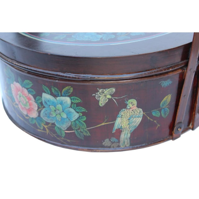 Wood Chinese Handmade Gold Ingot Shape Floral Pattern Bamboo Strip Dim Sum Basket For Sale - Image 7 of 11