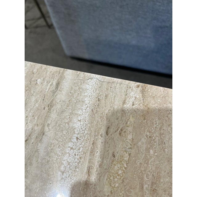 Tan Lexington Laural Canyon Tan Travertine Top & Brush Metal Frame "Stone Canyon" Side Table For Sale - Image 8 of 9
