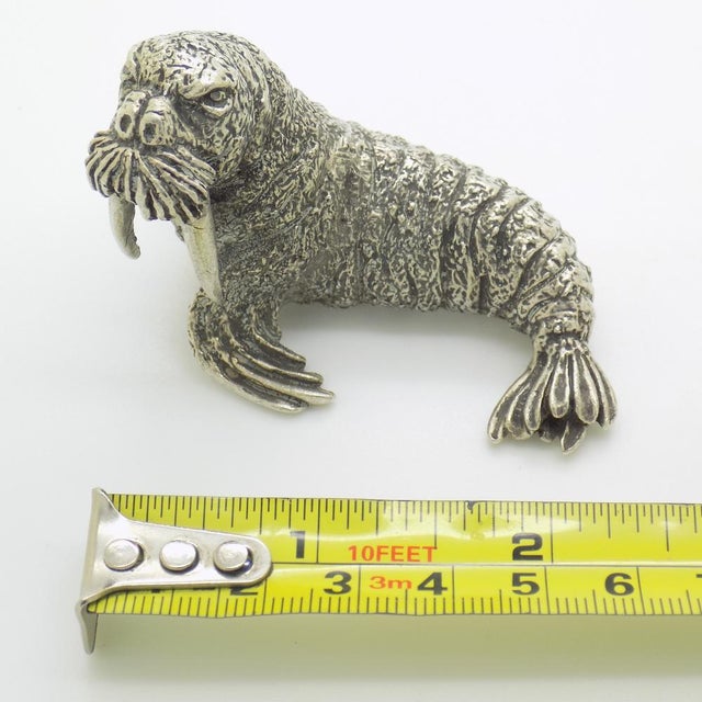 Large Vintage Italian Handmade Silver Walrus Figurine by Mario Cerreti, Tuscany, 1950s For Sale - Image 13 of 15
