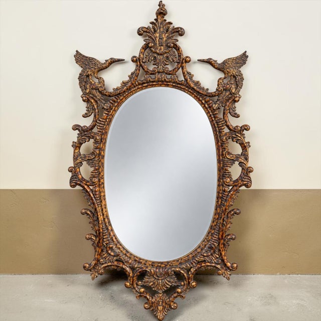 Chinese LaBarge Chinese Chippendale Style Gilded Faux Tortoise Mirror - 74 Inches For Sale - Image 3 of 10