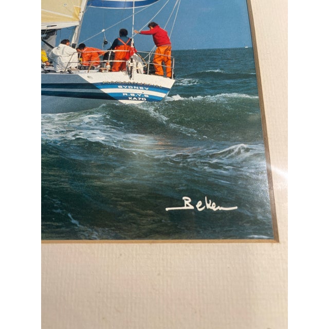 Mid 20th Century Signed Vintage Beken of Cowes Yacht Racing Photograph “Ragamuffin (Aus)” | Framed Nautical Regatta Art For Sale - Image 5 of 11