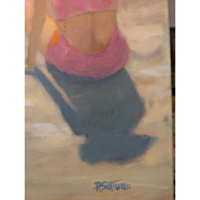 Figurative Two Sun Hats - Ladeis at the Beach in the Summer Sun For Sale - Image 3 of 5