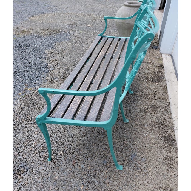Metal Vintage Cast Iron and Wood Diana the Huntress Bench Attributed to Molla For Sale - Image 7 of 14