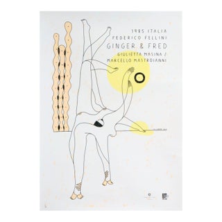 2019 Cuban Film Festival Poster - Ginger & Fred, Film by Frederico Fellini - Silkscreen by Liz Capote (Signed, Numbered and Embossed) For Sale