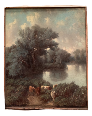 W Wintz, Landscape, 1854, Pastel Drawing, Framed