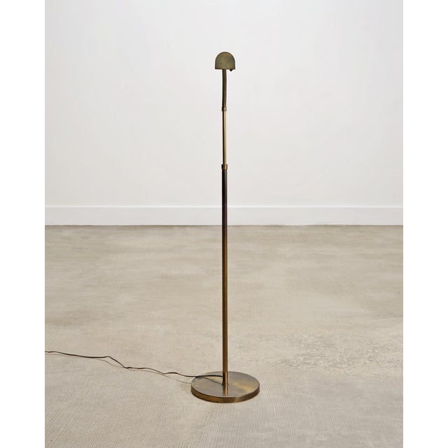 Mid-Century Modern Mid-Century Patinated Brass Adjustable Pharmacy Floor Lamp For Sale - Image 3 of 16