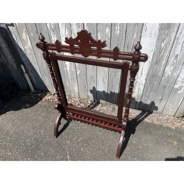 Wood Antique Victorian 1800s Fireplace Screen Frame For Sale - Image 7 of 8