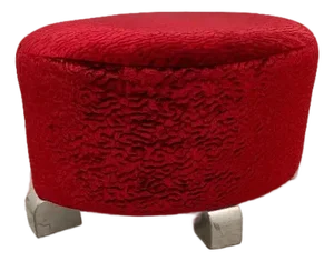 1920s Hungarian Art Deco Ottoman in Kari Sajo Red Velvet