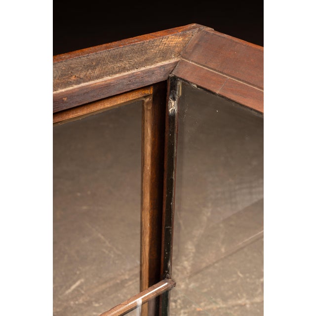 Antique Mahogany & Brass Countertop Display Case With Wavy Glass For Sale - Image 11 of 11