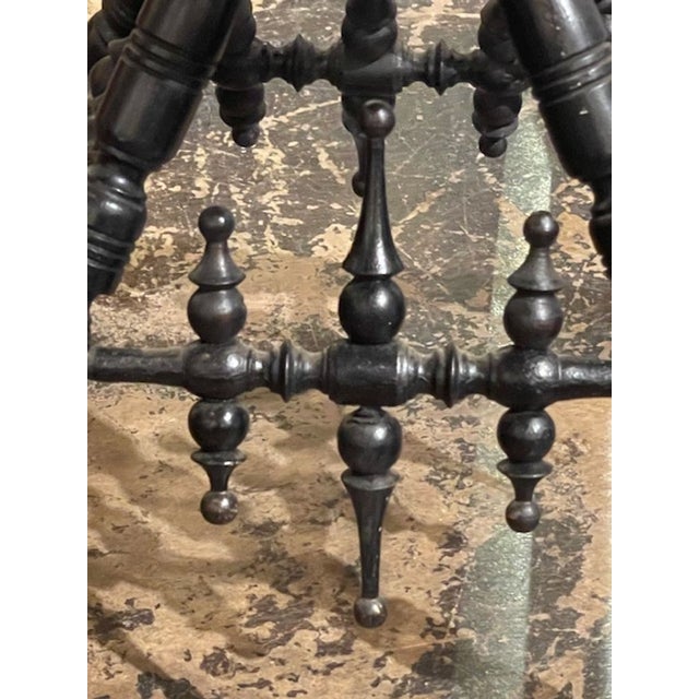 Early 20th Century English Regency Ebonized Stool With Scalamandre Tiger Velvet For Sale - Image 5 of 6