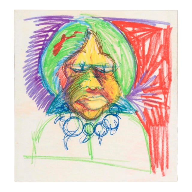 Grandmother With Her Necklace - Portrait in Pastel on Paper by Michael William Eggleston For Sale