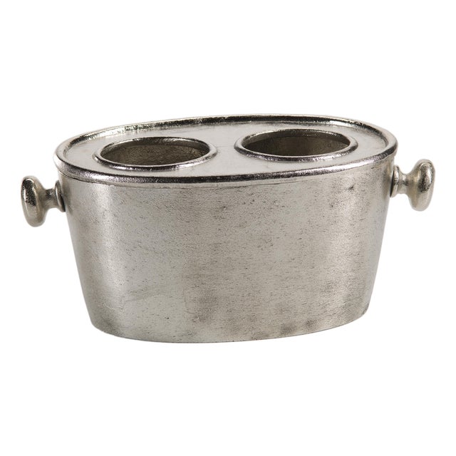 Kenneth Ludwig Chicago Aluminum Two Bottle Wine Holder For Sale