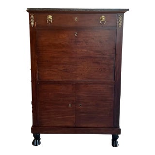 19th Century Classical Charles X Burled Mahogany Secretaire a Abattant For Sale
