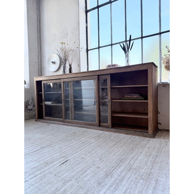 Pine and Oak Sideboard with Glass Doors, 1950s For Sale - Image 4 of 18